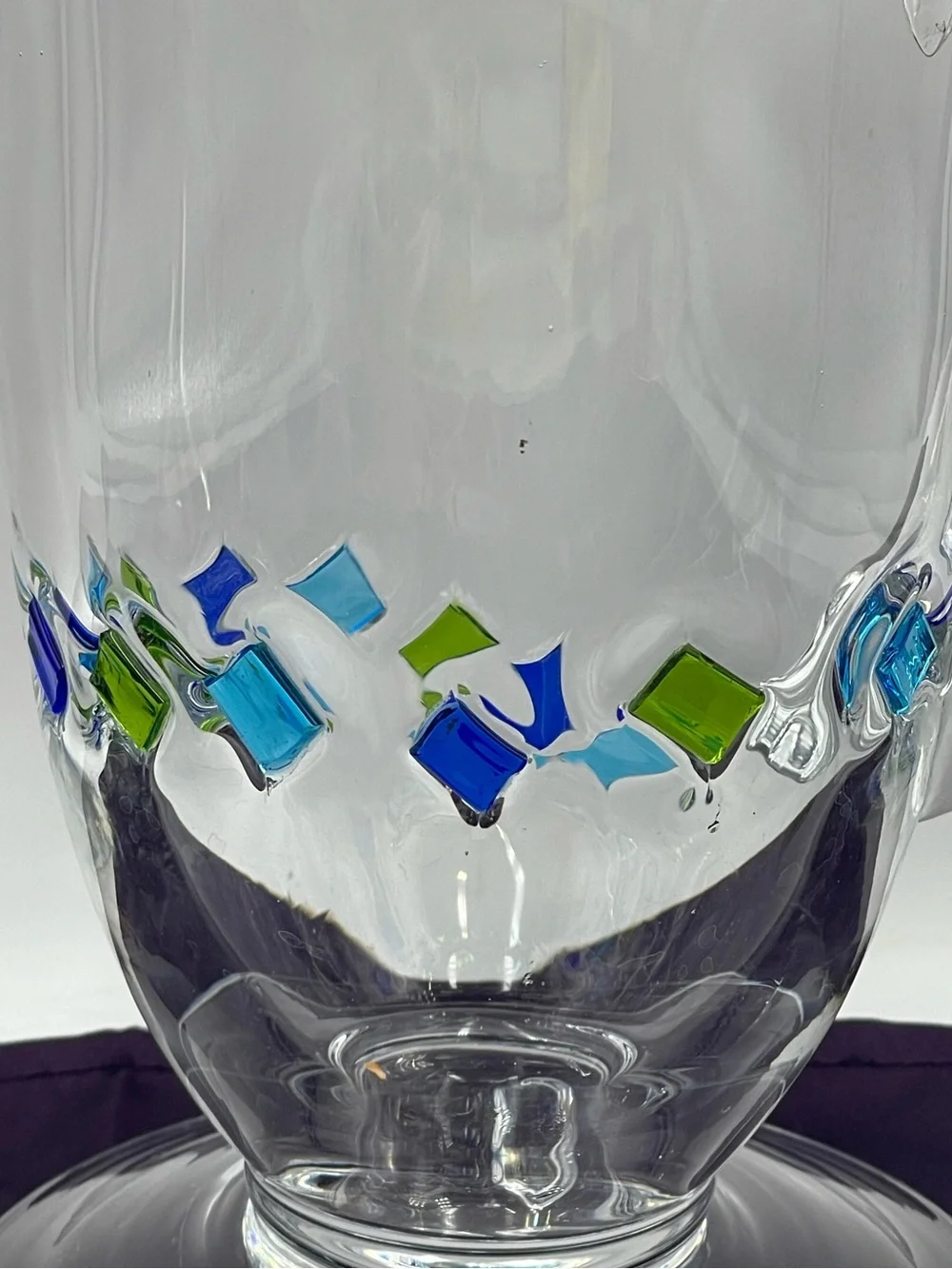 Vintage Global Amici Harlequin II Hand Blown Glass Wide Brim Sangria Pitcher